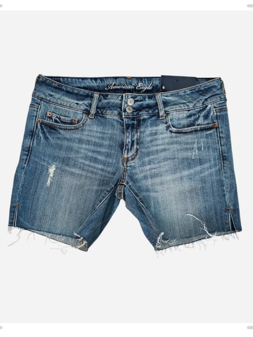 NWT American Eagle Bermuda Distressed Denim Cutoff Shorts Women's 8 2009 Y2K